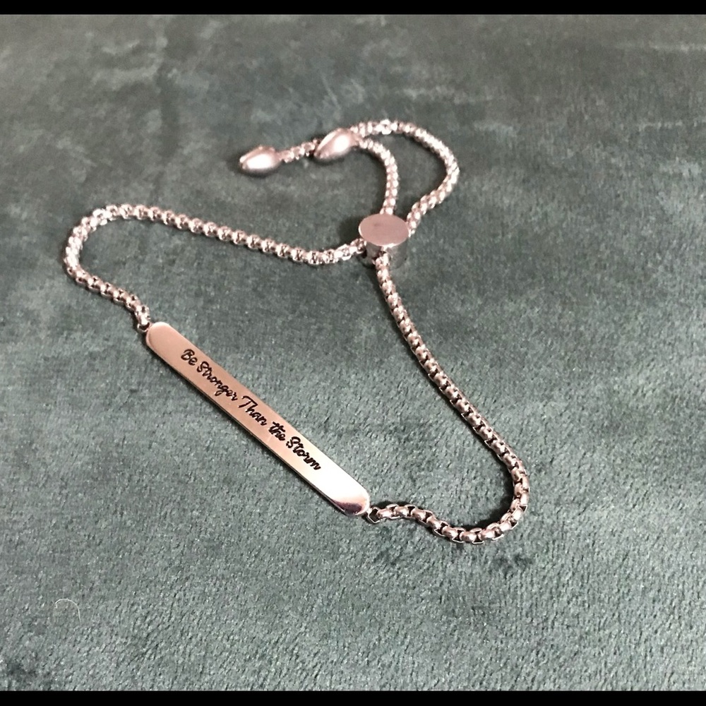 Sterling silver inspirational bracelet”Be stronger than the storm “